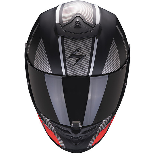 Integral Motorcycle Helmet in Scorpion Fiber EXO R1 Air CORPUS Matte Black Silver Red