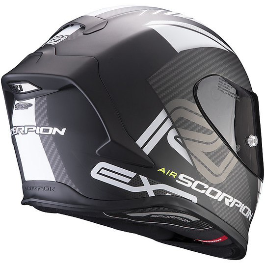 Integral Motorcycle Helmet in Scorpion Fiber EXO R1 AIR HALLEY Black Matt White