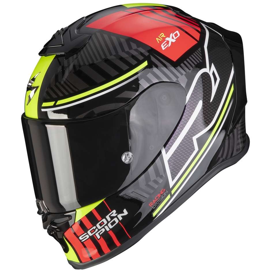 Integral Motorcycle Helmet In Scorpion Fiber EXO-R1 AIR VICTORY Black Silver Red