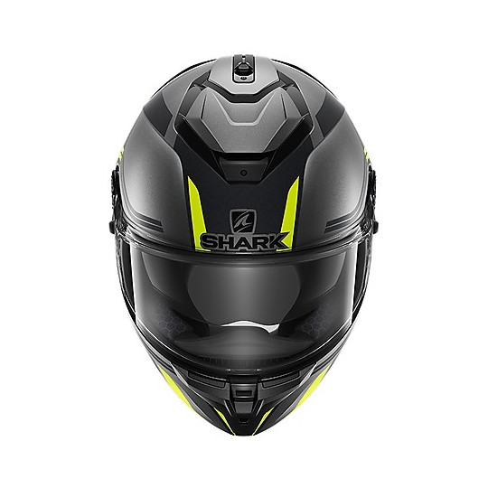 Integral Motorcycle Helmet in Shark Fiber SPARTAN GT Tracker Matt Anthracite Matt Yellow