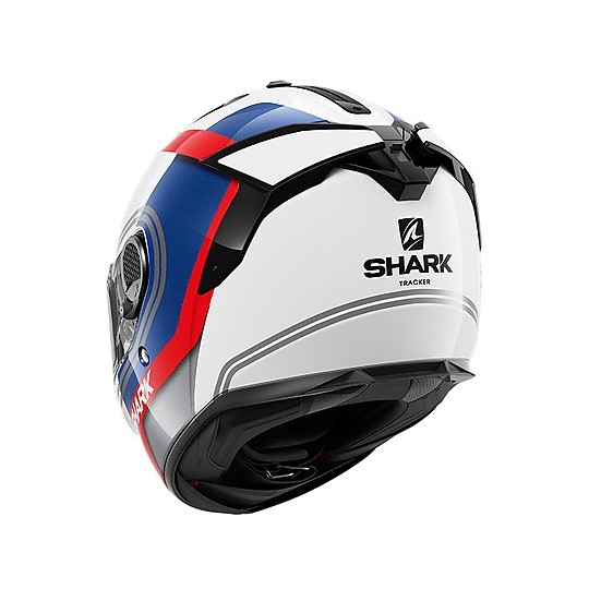 Integral Motorcycle Helmet in Shark Fiber SPARTAN GT Tracker White Blue Red