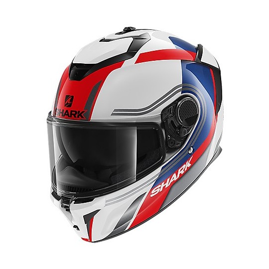 Integral Motorcycle Helmet in Shark Fiber SPARTAN GT Tracker White Blue Red