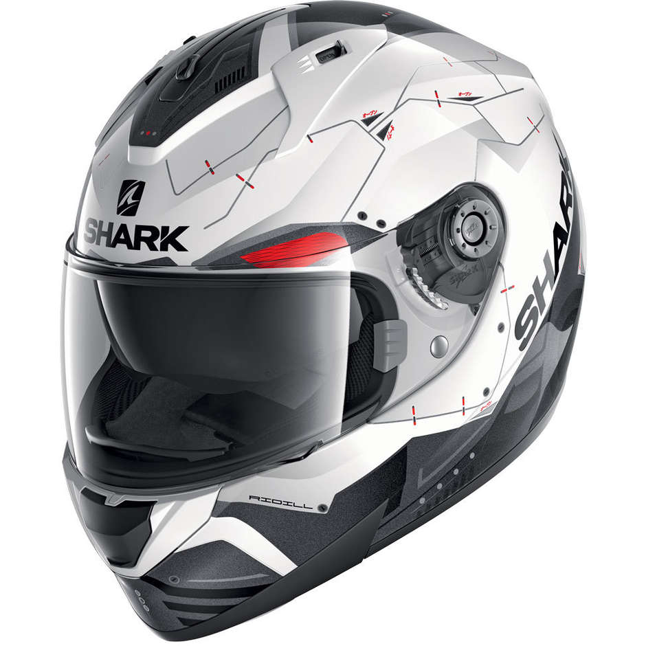 Integral Motorcycle Helmet In Shark RIDILL 1.2 MECCA White Black Red