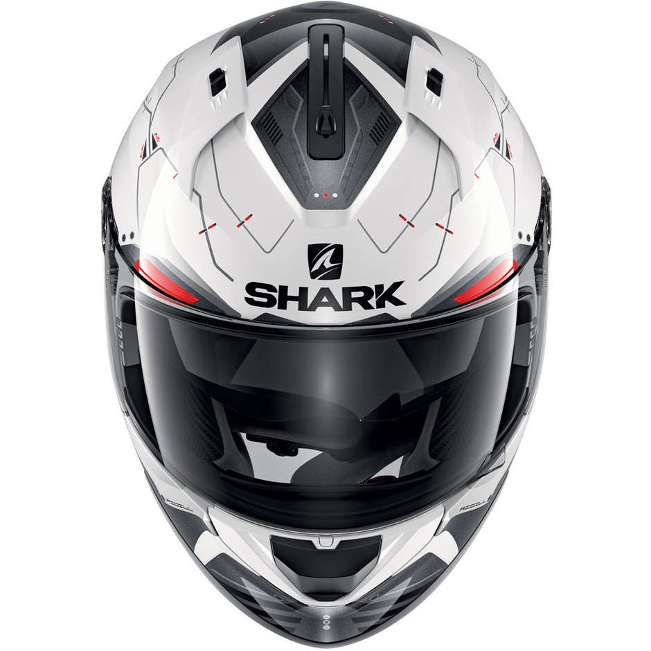 Integral Motorcycle Helmet In Shark RIDILL 1.2 MECCA White Black Red