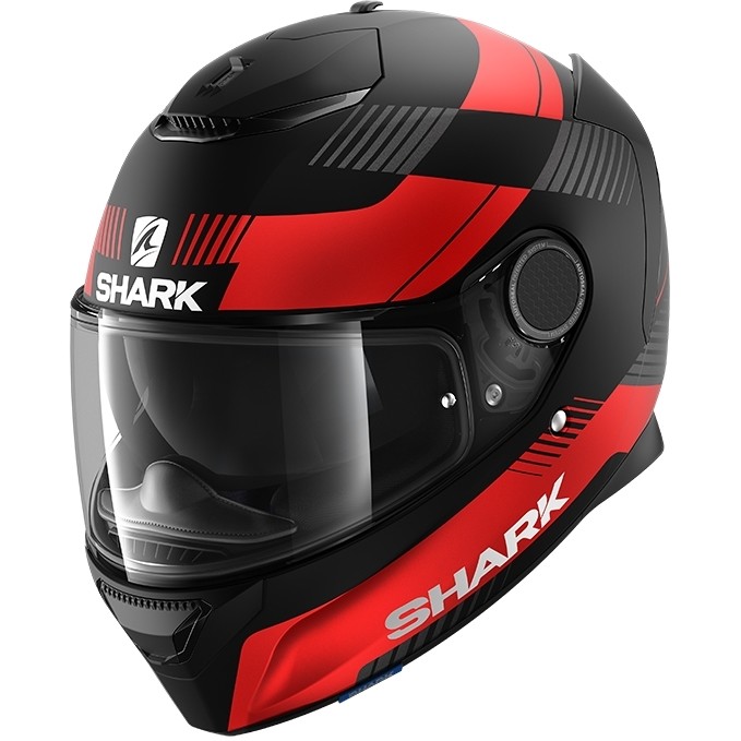 Integral Motorcycle Helmet In Shark SPARTAN 1.2 STRAD Black Red Anthracite Matt