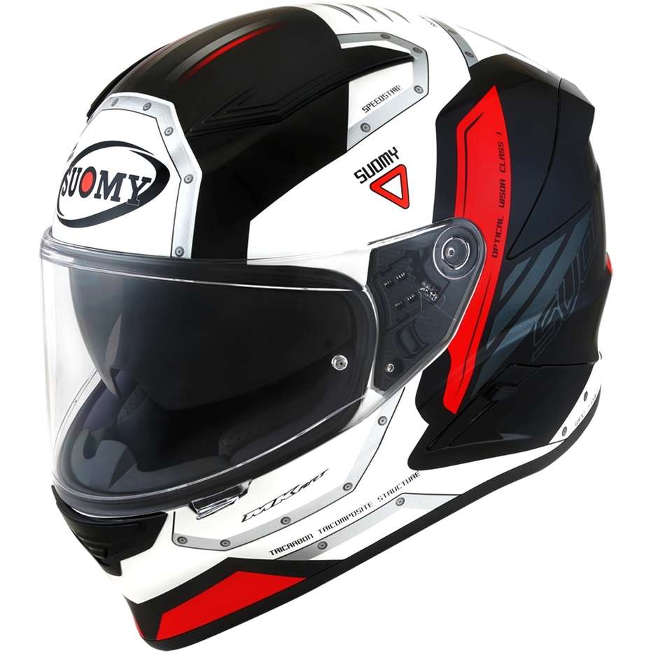Integral Motorcycle Helmet in Suomy Fiber SPEEDSTAR AIRPLANE White Red
