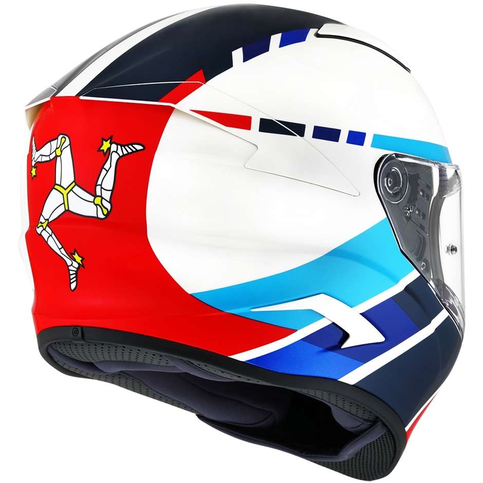 Integral Motorcycle Helmet in Suomy Fiber SPEEDSTAR Classic White Blue Red