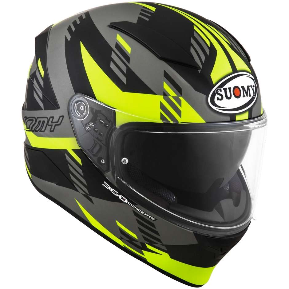 Integral Motorcycle Helmet in Suomy Fiber SPEEDSTAR FLOW Matt Gray Yellow