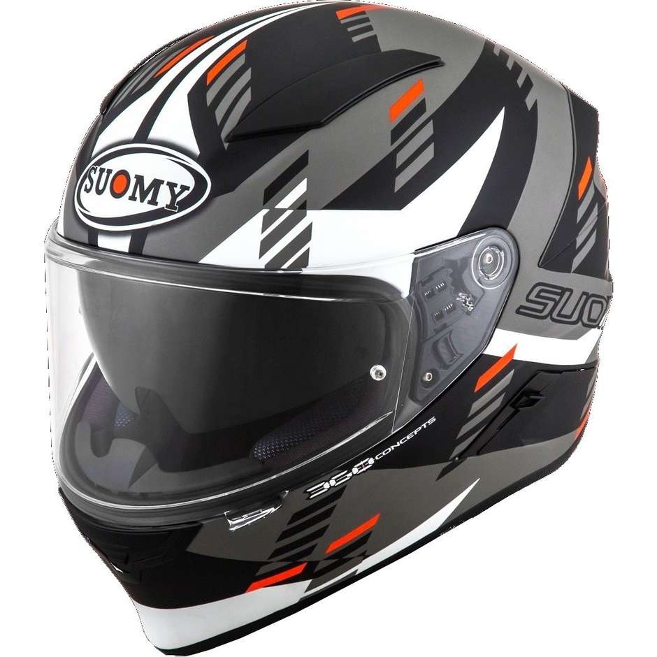 Integral Motorcycle Helmet in Suomy Fiber SPEEDSTAR FLOW White Matt Gray