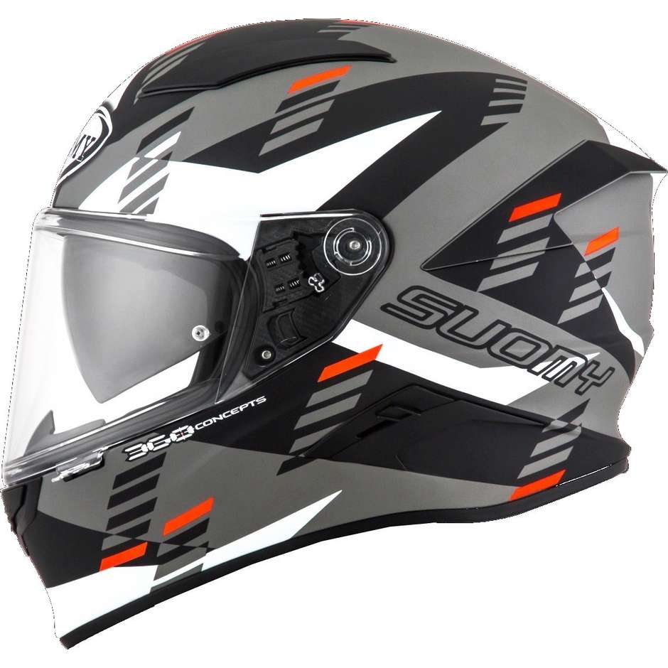 Integral Motorcycle Helmet in Suomy Fiber SPEEDSTAR FLOW White Matt Gray