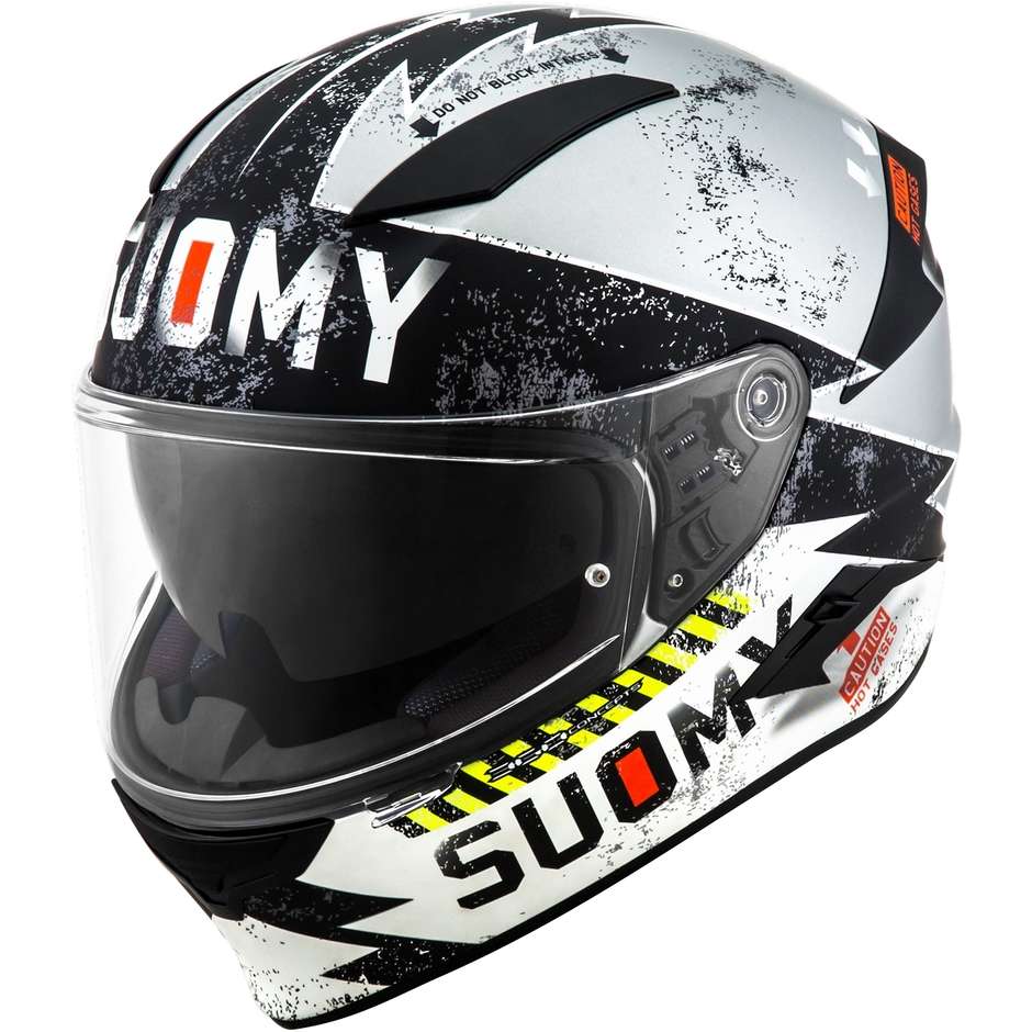 Integral Motorcycle Helmet in Suomy Fiber SPEEDSTAR PROPELLER Silver Matt Black