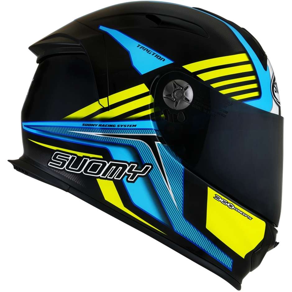 Integral Motorcycle Helmet in Suomy Fiber SR-SPORT ATTRACTION Blue Yellow Fluo