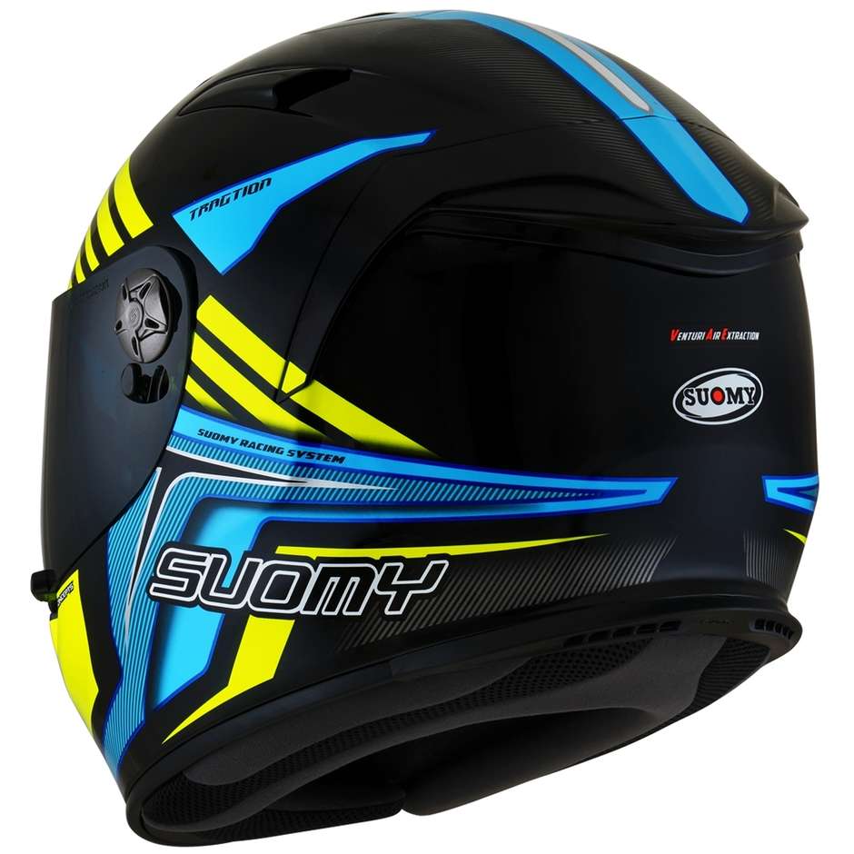 Integral Motorcycle Helmet in Suomy Fiber SR-SPORT ATTRACTION Blue Yellow Fluo