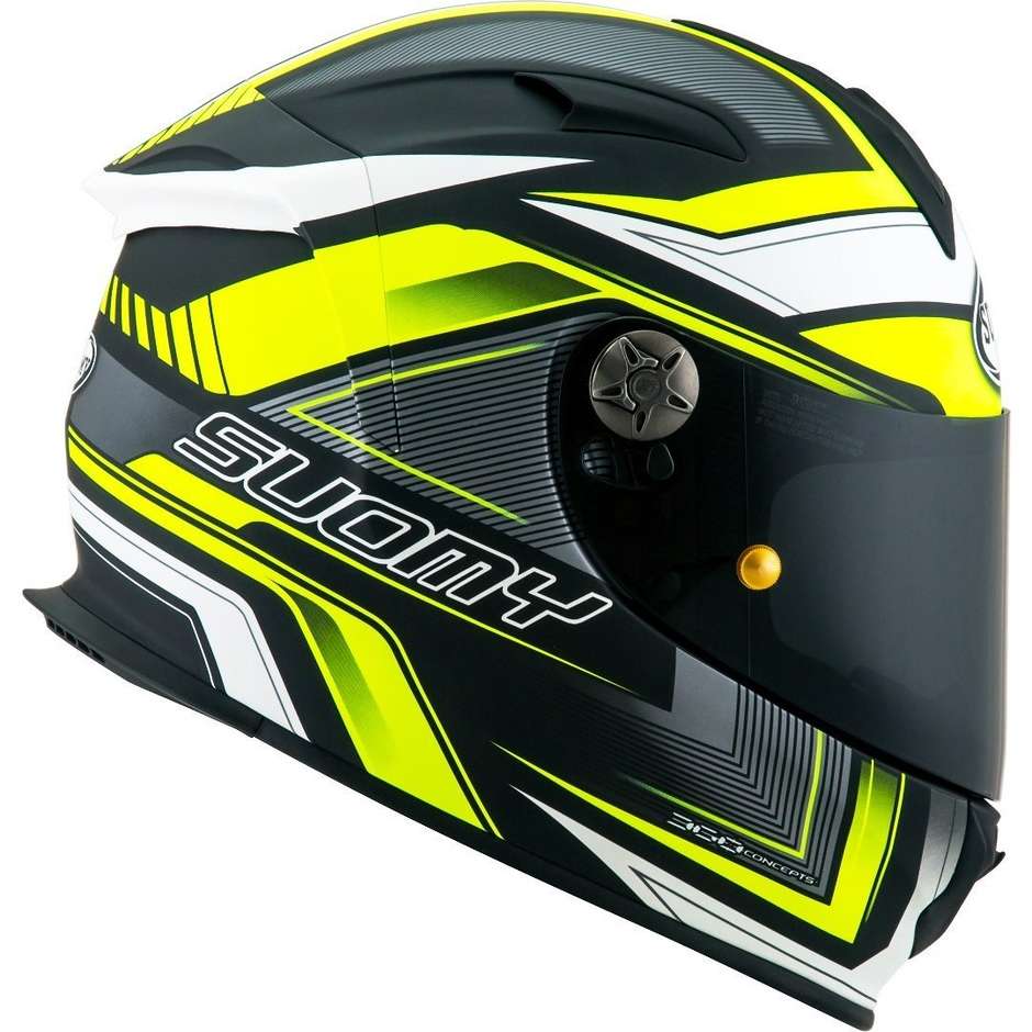 Integral Motorcycle Helmet in Suomy Fiber SR-SPORT ENGINE Black Yellow Fluo Matt