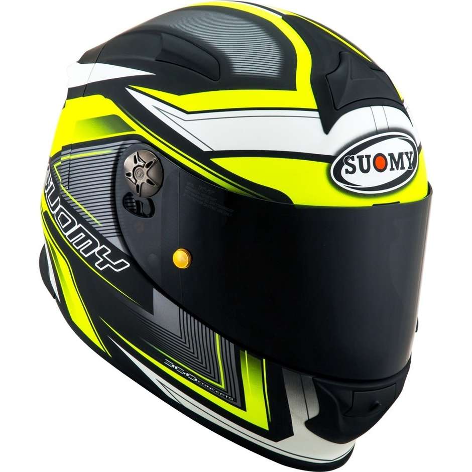 Integral Motorcycle Helmet in Suomy Fiber SR-SPORT ENGINE Black Yellow Fluo Matt