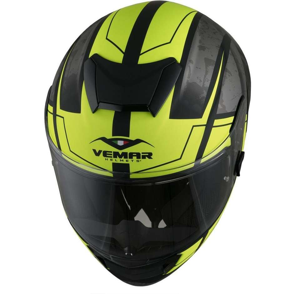 Integral Motorcycle Helmet in Vemar Hurricane Racing Fiber H042 Claw Yellow Fluo