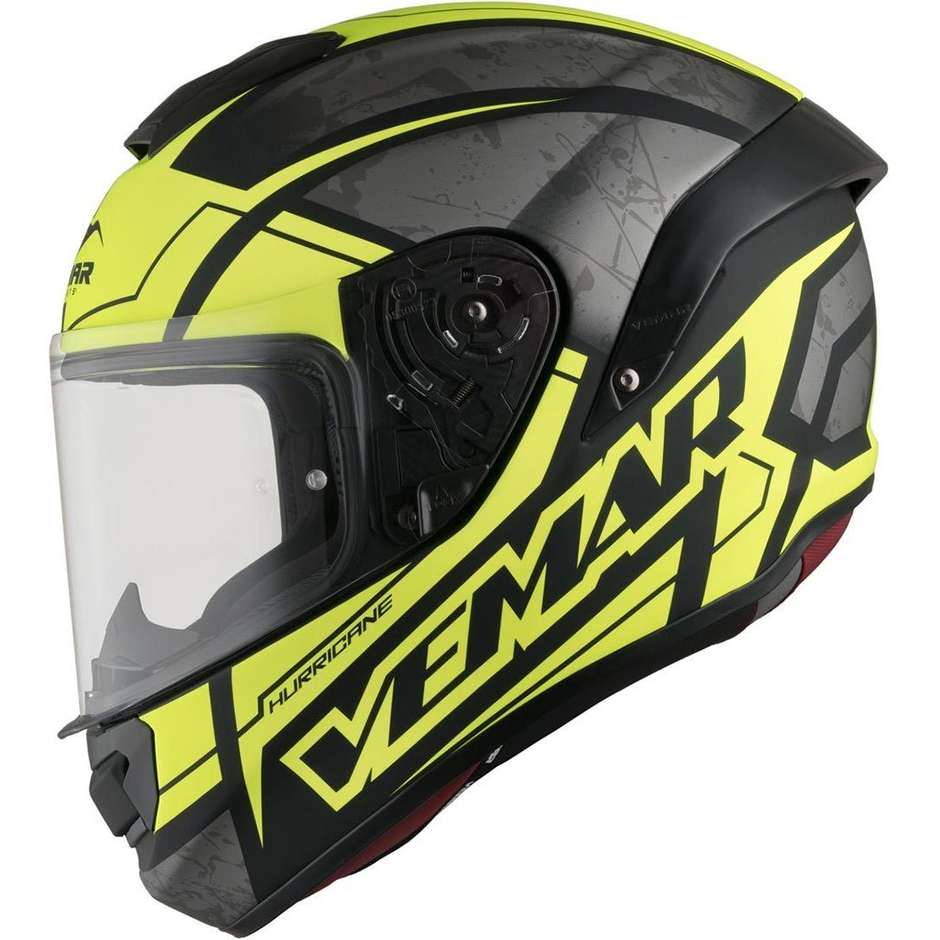 Integral Motorcycle Helmet in Vemar Hurricane Racing Fiber H042 Claw Yellow Fluo