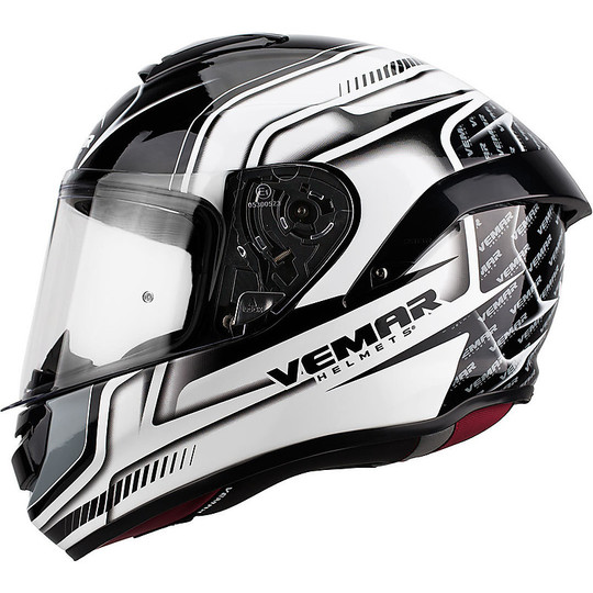 Integral Motorcycle Helmet in Vemar Hurricane Racing H009 Fiber Black Gray
