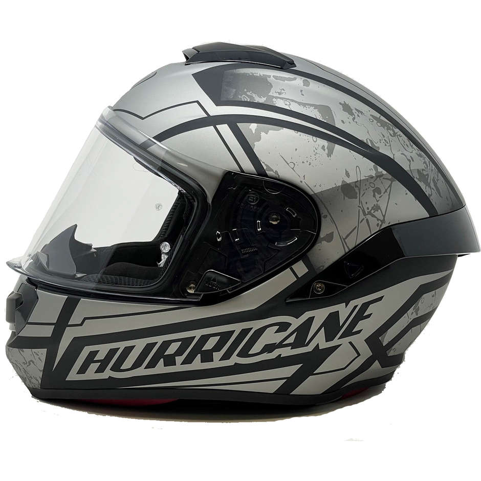 Integral Motorcycle Helmet in Vemar Hurricane Racing H041 Claw Silver Fiber