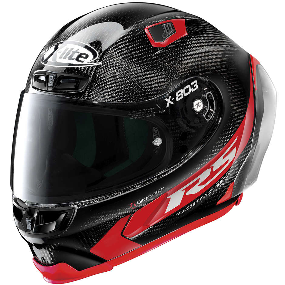 Integral Motorcycle Helmet in X-Lite Carbon X-803 RS Ultra Carbon HOT LAP 013 Glossy Red