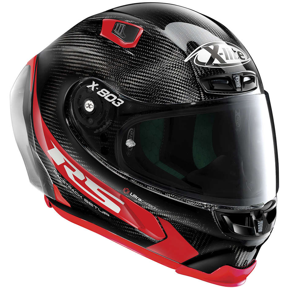 Integral Motorcycle Helmet in X-Lite Carbon X-803 RS Ultra Carbon HOT LAP 013 Glossy Red