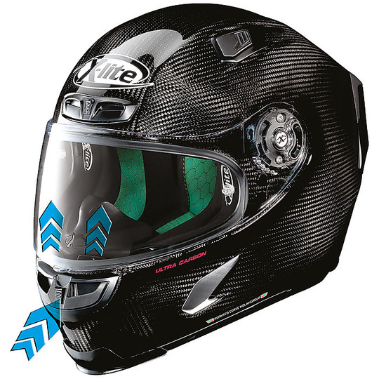 Integral Motorcycle Helmet in X-Lite Carbon X-803 Ultra Carbon CAESAR 060 White Red Blue