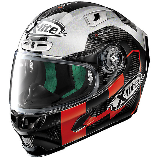 Integral Motorcycle Helmet in X-Lite Carbon X-803 Ultra Carbon REPLICA 051 D. Petrucci Test