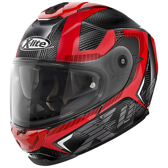 Integral Motorcycle Helmet in X-Lite Carbon X-903 Ultra Carbon EVOCATOR N-Com 031 Glossy Red