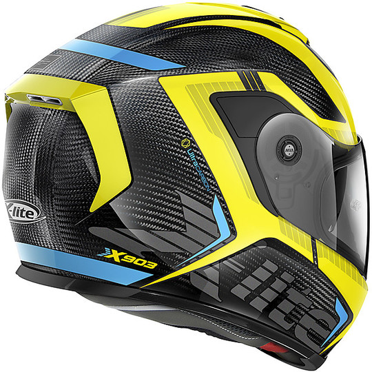 Integral Motorcycle Helmet in X-Lite Carbon X-903 Ultra Carbon EVOCATOR N-Com 032 Polished Yellow
