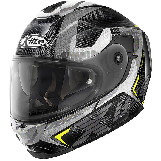 Integral Motorcycle Helmet in X-Lite Carbon X-903 Ultra Carbon EVOCATOR N-Com 033 Polished White