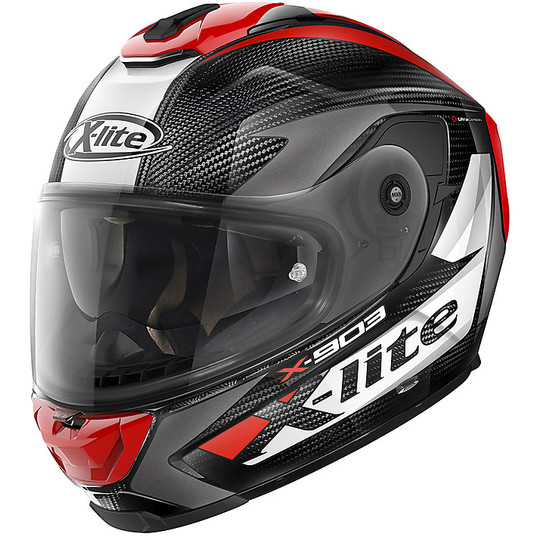 Integral Motorcycle Helmet in X-Lite Carbon X-903 Ultra Carbon NOBILES N-Com 027 Polished Red