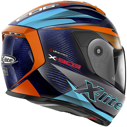 Integral Motorcycle Helmet in X-Lite Carbon X-903 Ultra Carbon NOBILES N-Com 030 Polished Stained Blue