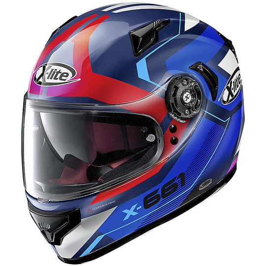 Integral Motorcycle Helmet in X-Lite Fiber X-661 Motivator N-com 045 Imperator Blue