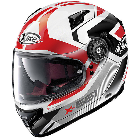 Integral Motorcycle Helmet in X-Lite Fiber X-661 Motivator N-com 048 Glossy White