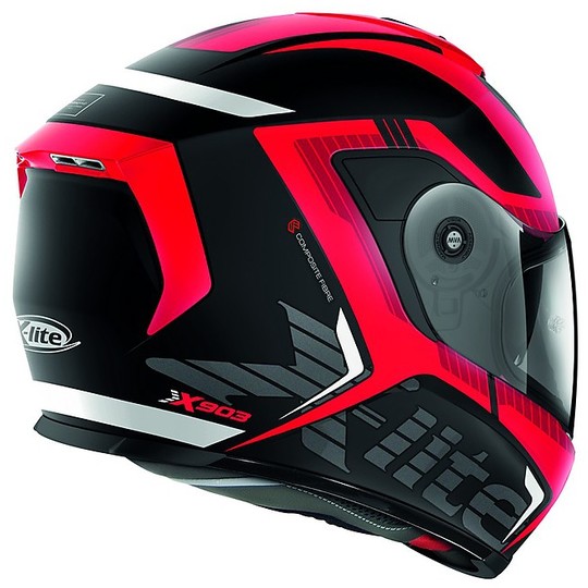 Integral Motorcycle Helmet in X-Lite Fiber X-903 EVOCATOR N-Com 027 Black Matt Red
