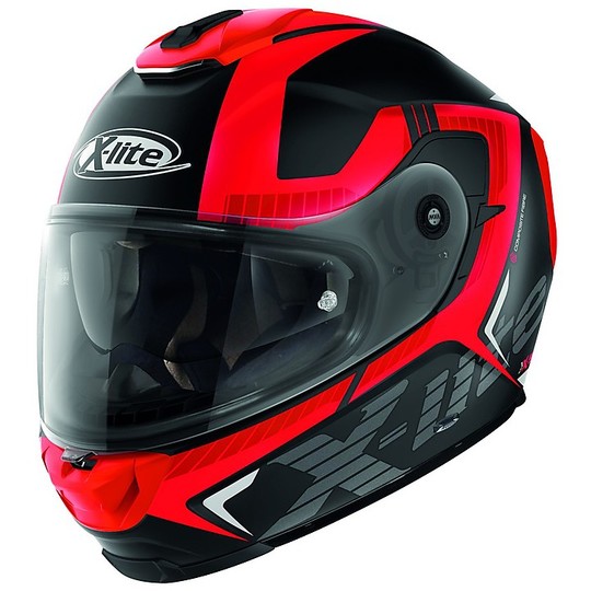Integral Motorcycle Helmet in X-Lite Fiber X-903 EVOCATOR N-Com 027 Black Matt Red