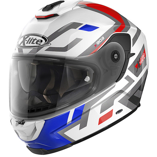 Integral Motorcycle Helmet in X-Lite Fiber X-903 IMPETUS N-Com 031 White Metal Red Blue
