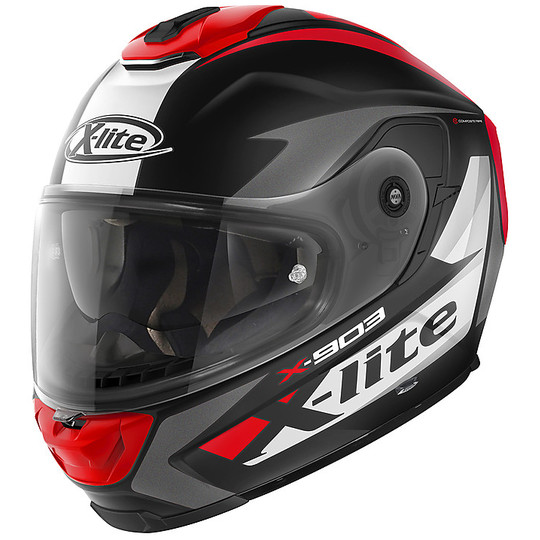 Integral Motorcycle Helmet in X-Lite Fiber X-903 NOBILES N-Com 013 Matt Black Red