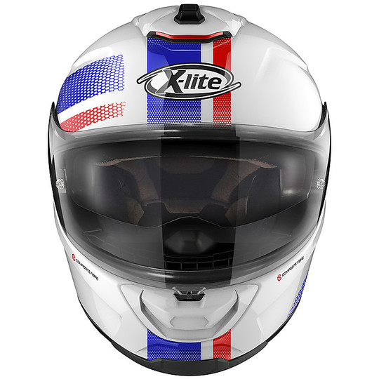 Integral Motorcycle Helmet in X-Lite Fiber X-903 SENATOR N-Com 019 White Metal