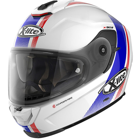 Integral Motorcycle Helmet in X-Lite Fiber X-903 SENATOR N-Com 019 White Metal