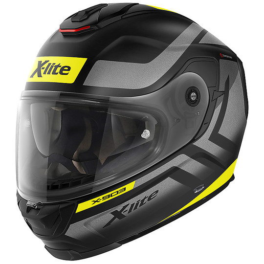Integral Motorcycle Helmet in X-Lite X-903 Fiber Airborne N-Com 012 Black Matt Yellow