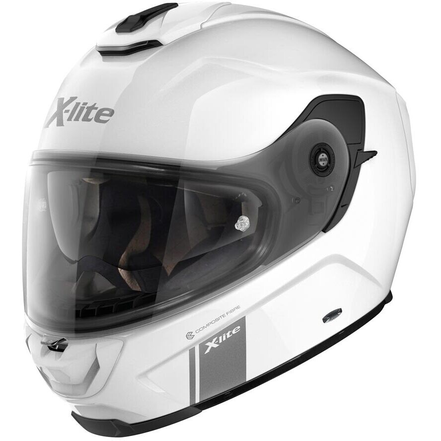 Integral Motorcycle Helmet in X-Lite X-903 Modern Classic Fiber N-Com 003 Microlock White