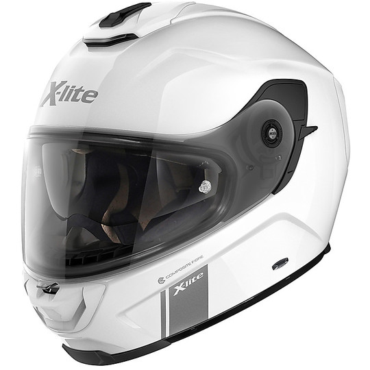 Integral Motorcycle Helmet in X-Lite X-903 Modern Classic Fiber N-Com 103 Glossy White