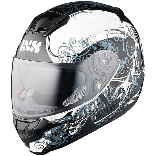 Integral Motorcycle Helmet IXS HX 215 Curl Black White Silver