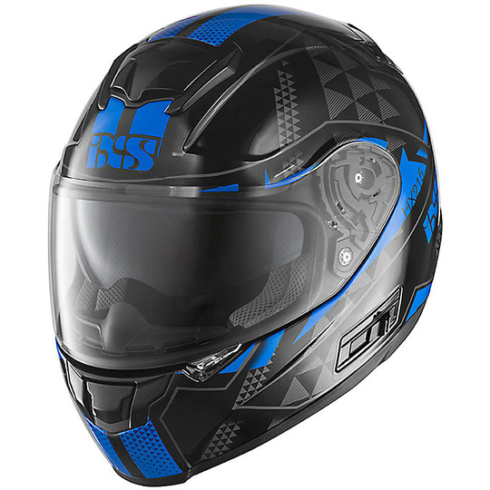 Integral Motorcycle Helmet IXS HX 215 Triangle Black Blue Silver