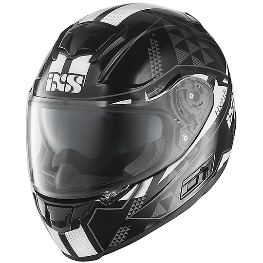 Integral Motorcycle Helmet IXS HX 215 Triangle Black White Silver