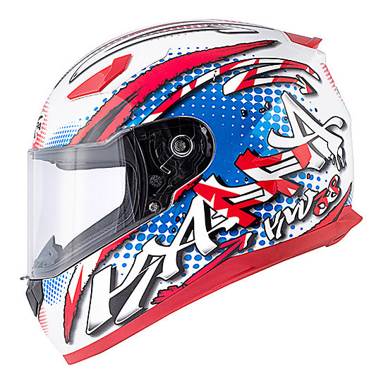 Integral Motorcycle Helmet Kappa KV-38 Houston Spray Glossy White Blue Red