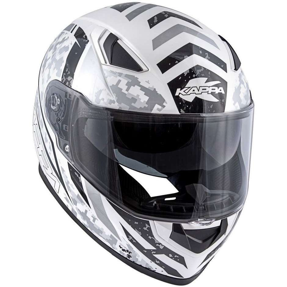 Integral Motorcycle Helmet Kappa KV-41 Dallas Pixel Glossy White Black