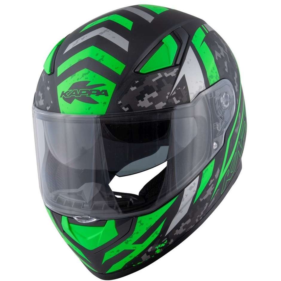 Integral Motorcycle Helmet Kappa KV-41 Dallas Pixel Matt Black Green