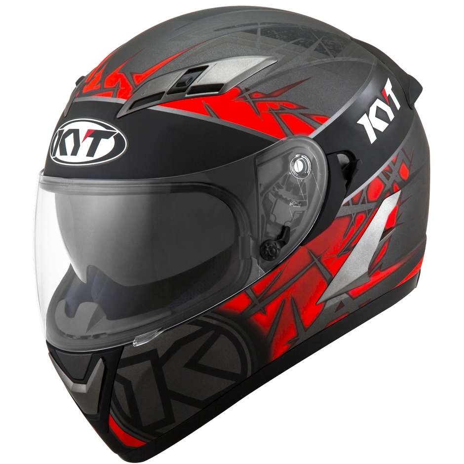 Integral Motorcycle Helmet KYT FALCON 2 RIFT Red Anthracite